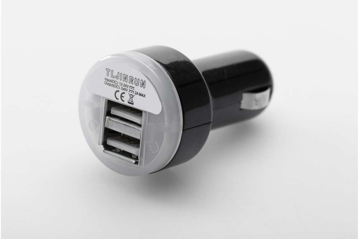 Black 12V/24V USB Port Socket