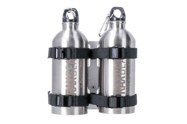 TRAX kit 2 gourdes avec support mâle 2 gourdes de 0,6 l, Acier Inox. Avec support mâle.