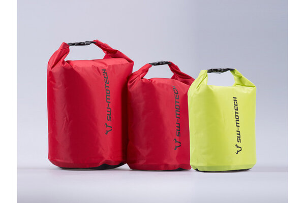 Set di sacche da sella Drypack 4/8/13 l. Giallo/rosso. Impermeabile.