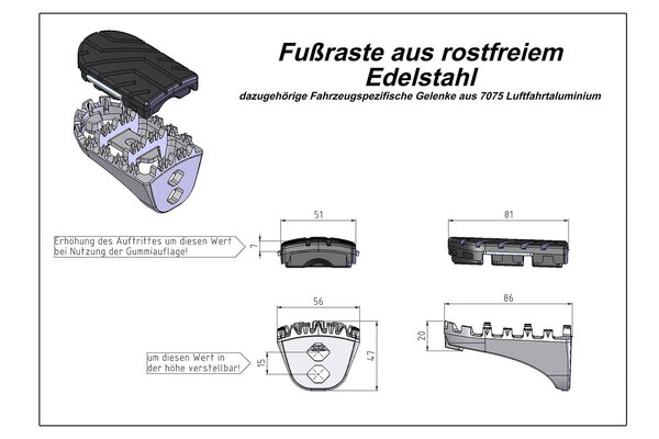 ION footrest kit Honda XRV650/750 (87-03) XL600V (87-99) CRF1000L.