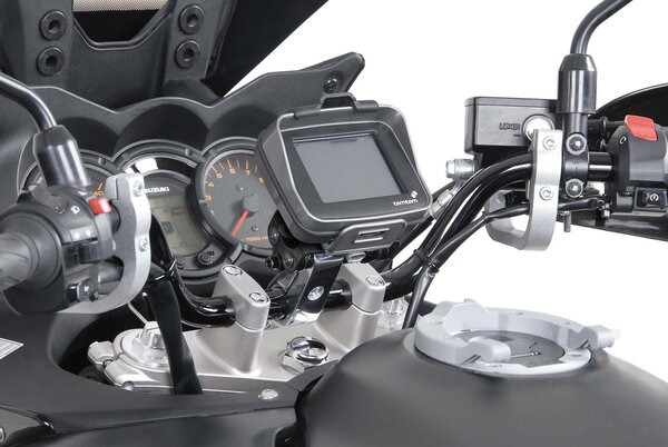 GPS mount with handlebar clamp For 1" (Ø 25,4 mm) handlebar. Silver.