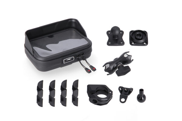 Kit Navi Case avec support universel Incl. bras 2". Pour guidon/fixation rétroviseur