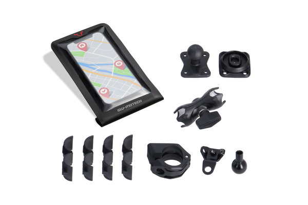 Universal GPS mount kit with Smartphone Drybag Incl. 2" socket arm, for handlebar/mirror thread