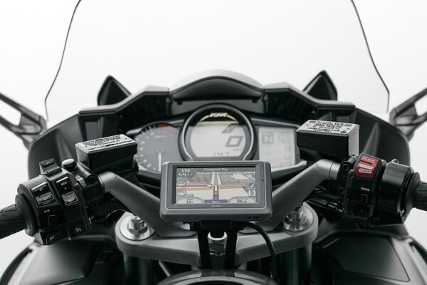 Support GPS pour guidon Noir. Yamaha FJR 1300 (04-).