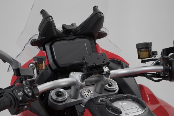 GPS mount on the handlebar Black. Ducati Multistrada V4 (20-).