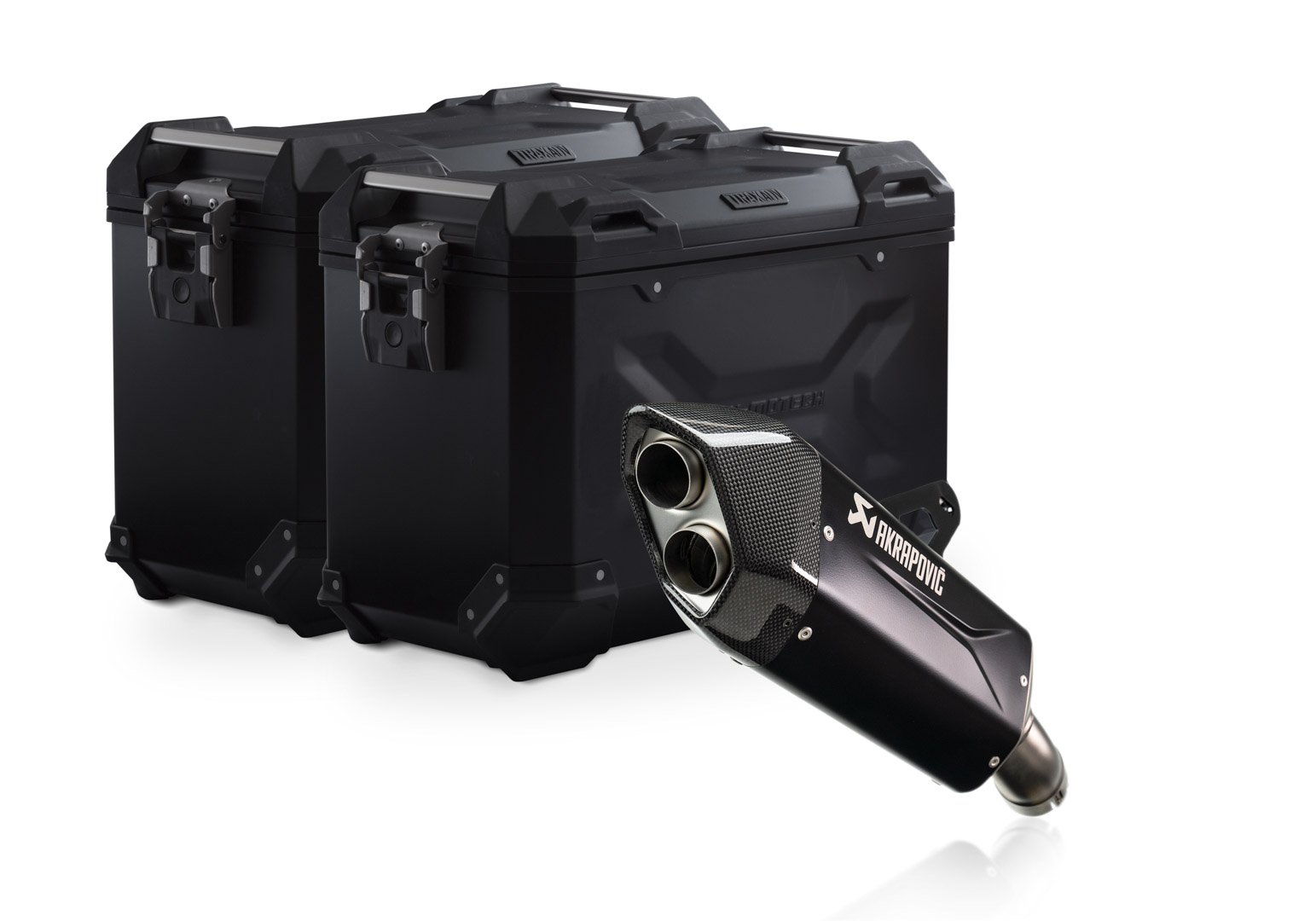 TRAX ADV aluminium case system + Akrapovic Black. 45/45 l. BMW R 1300 GS (23-).