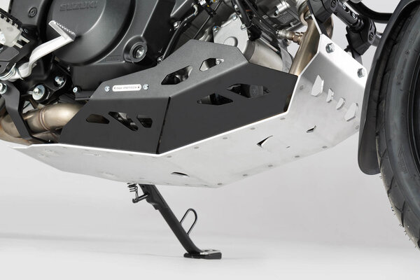 Protector de motor Negro/Plateado. Para V-Strom 1000 con crashbar.