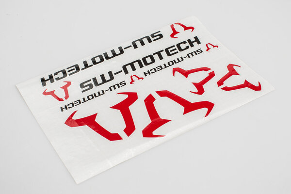 Sticker set SW-MOTECH 310x260 mm. Bull: red, SW-Motech: black.