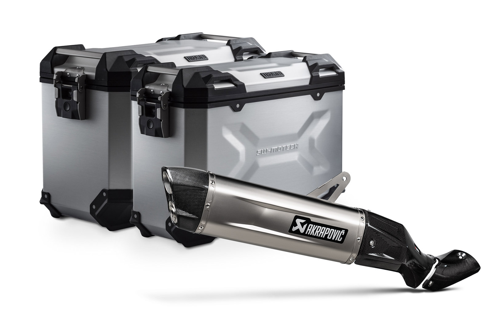 Kit valises en aluminium TRAX ADV + Akrapovic Argent. 45/37 l. Kawasaki KLE500/KLE500 SE (26-).