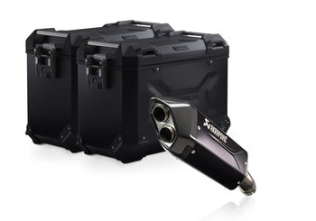 Sistema valigie in alluminio TRAX ADV + Akrapovic Nero. 45/45 l. BMW R 1300 GS Adv. (24-).