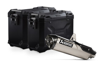 TRAX ADV Alukoffer-System + Akrapovic Schwarz. 45/37 l. Triumph Tiger 900 (19-23).