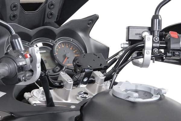 GPS mount with handlebar clamp For Ø 28 mm handlebar. Vibration-damped. Silver.