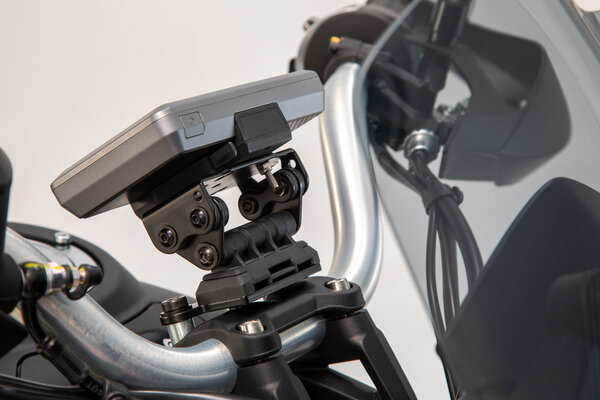 GPS mount for handlebar Black. Moto Guzzi V85 TT (19-23).