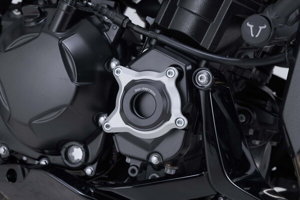 Protezione del coperchio del vano motore Nero/Argento. Kawasaki Z1100 (25-).