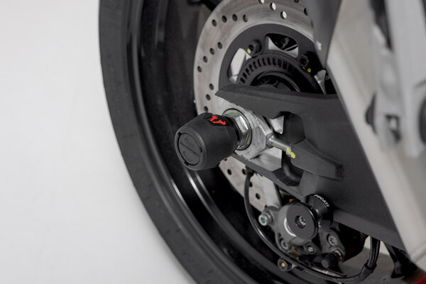 Roulettes de protection pour bras oscillant Noir. Modéles Ducati/KTM/Husqvarna, CFMoto 800MT.