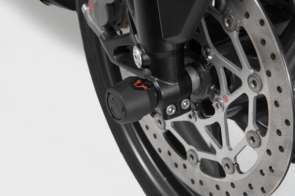 Kit de topes anticaidas para el eje delantero Negro. BMW G 310 R (16-20),G 310 GS (17-).