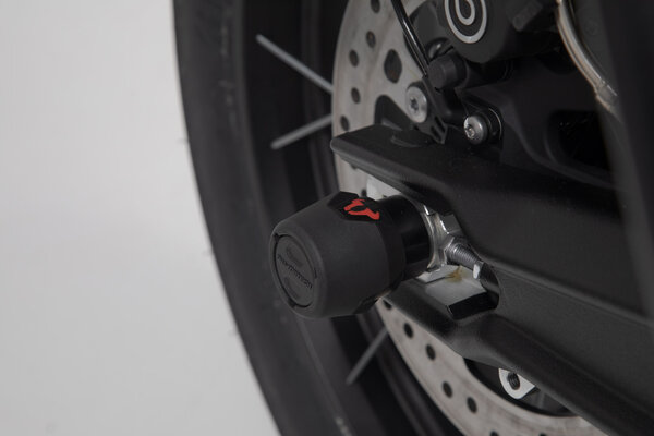 Roulettes de protection pour bras oscillant Noir. Triumph Tiger 800 (10-)/ 900 (19-).